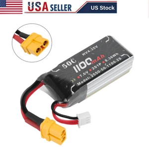 2S 7.6V 1100mAh 50C HV LiPo Battery XT60 Plug for RC Drone Car Boat Helicopter - Picture 1 of 8