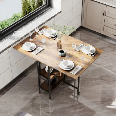 Kitchen Dining Table Drop Leaf Small Spaces Extension Breakfast Folding Narrow - Image 1 of 4