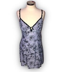 Apt.9 Intimates Y2K Slip Dress Lavender Black Floral Lace Chemise Nighty Large