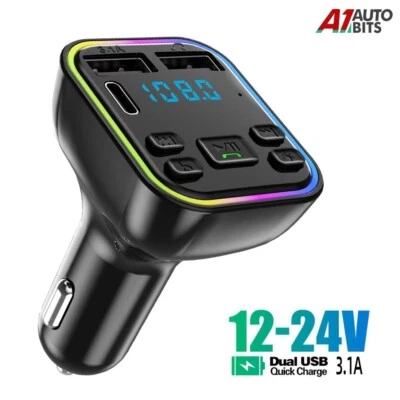 Bluetooth 5.0 Auto FM Radio Transmitter Adapter USB PD Ladegerät Freisprecheinrichtung 12V 24V - Bild 1 von 4