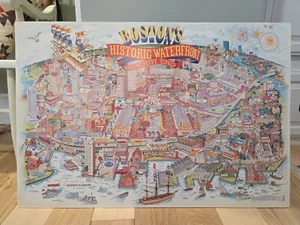 Póster bastante raro de John Roman 1984 Boston's Historic Waterfront and North End - Imagen 1 de 11