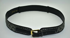 Vintage JUDITH LEIBER Gold Tone BUCKLE Black Leather Belt 