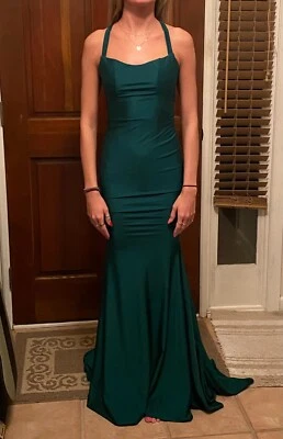 Vestido formal/de graduación La Femme talla 00 verde cazador Foto 1 de 4