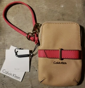 Calvin Klein Leather Zip Wallet Wristlet Nude/Watermelon 6"×4"×1" - Picture 1 of 4