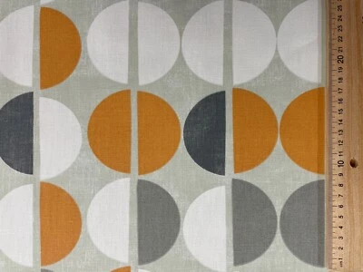 PRESTIGIOUS TEXTILES Shoreditch Retro Fabric Mango Grey Orange Cotton Curtain Roman Blind Upholstery