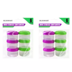 12 SMALL LITTLE SCREW TOP PLASTIC STORAGE BOXES BABY FOOD SPICES CONTAINERS POTS - Picture 1 of 8