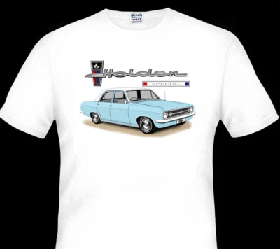 1967 HOLDEN HR  SPECIAL  SEDAN  QUALITY WHITE T-SHIRT ( 9 CAR COLOURS)  BIG FIT - image 1 of 4
