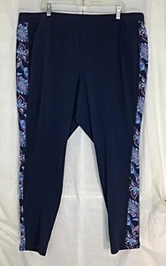 Catherines Paisley Fantasy Navy Side Detail Soft Comfy Leggings 5X 4X 30/32W NWT - Picture 1 of 7