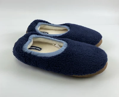Lands End Sherpa Fleece Ballet House Slipper Navy Blue Slip On Mule Womens 10 - Image 1 of 4