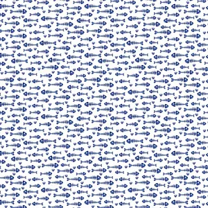Feline Drive Fabric KITTY CITY Fish Bones White - Fat Quarter (18"x22") FQ - Picture 1 of 8