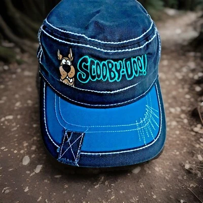 Scooby Doo Boys Girls Cap Aqua Grey White Stitching Hat Stretch Back 52cm - image 1 of 4