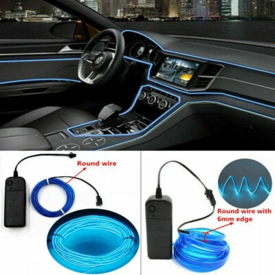 LED Atmosphere Glow EL Wire Neon String Strip Light Rope Tube Lamp w/ Controller - Image 1 of 4