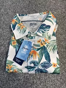 IZOD Saltwater Sunshield Floral Polo Men's Size LT Hawaiian Tropical Shirt - Picture 1 of 11