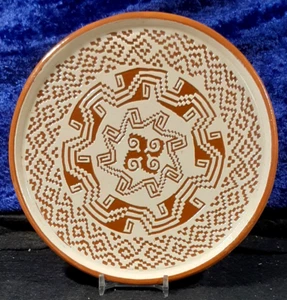 Vintage 6.5" Plate; Grabada Mitla Pattern; Carved by Alfarerio Jiminez; MX; NM - Picture 1 of 3