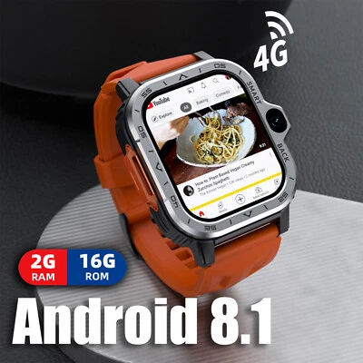 Men Women Smart Watch 2G RAM+16G ROM GPS 4G Network WiFi Android Dual Camera USA - Image 1 of 4