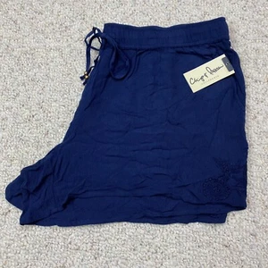 Chip & Pepper Womens Shorts sz M Navy Lightweight Elastic Waist Embroidered NEW - Picture 1 of 12