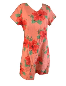 Vestido Sun Moda Casa de Playa Coral Floral Grande SS Cuello en V Lino Algodón Nuevo con etiquetas - Imagen 1 de 9
