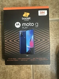 Boost Mobile Motorola G Play 2023 6.5" HD+, 4G LTE, 32GB Blue Prepaid - Picture 1 of 2