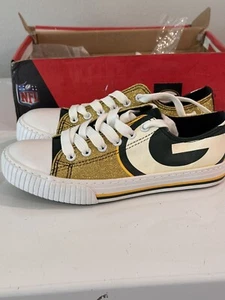 NFL Green Bay Packers FOCO Damen Gr. 6 Gold Glitzer Team Sneaker Schuhe NEU - Bild 1 von 7