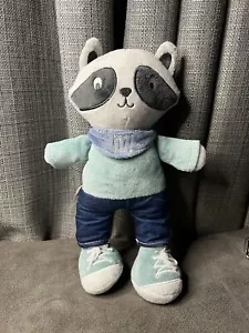 Baby Gear Raccoon Grey Blue Lovey Bandana Sneakers Plush Stuffed Animal Toy 12" - Picture 1 of 4