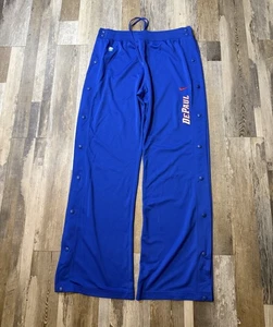 Depaul Blue NCAA Nike Warm Up Basketball Track Pants XLarge Button Up Sides - Picture 1 of 7