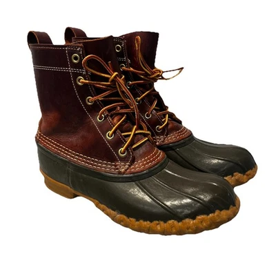 LL 豆鸭靴防水棕色皮革无衬里豆靴 ~ 男式 8 码 — 第 1/4 张图片