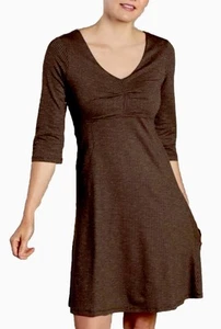 TOAD & CO XL Rosalinda Brown Empire Waist Organic Cotton Tencel Midi Dress! EUC - Picture 1 of 11