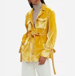 NWT- Cinq à Sept 'Mathieu' Tie-Waist Velvet Utility Jacket, Sunflower - XSmall - Picture 1 of 3