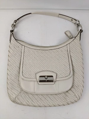 Cartera de Hombro Coach Kristin 1169-19314 Cuero Tejido Blanco Excelente Estado Foto 1 de 4