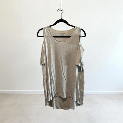 Nuevo con etiquetas Top tejido Chico’s color tostado natural beige hombro frío lino mezcla rayón talla 1/M Foto 1 de 4