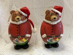 2 gorras de tela, piel y gafas Habitat International de papel maché Papá Noel Bears - Imagen 1 de 4