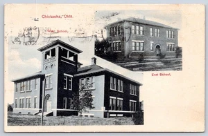 Antike Oklahoma Postkarte CHICKASHA West East Schools 1908 - Bild 1 von 2