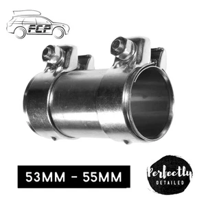 E-tech Exhaust Pipe Connector Joiner 53mm to 55mm 125mm Heavy Duty Clamp - Picture 1 of 1