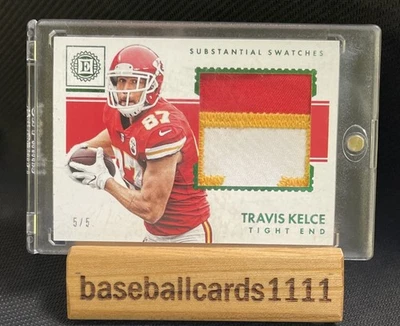 2017  Travis Kelce Substantial Swatches Panini Encased Emerald 5/5 Cheifs F5 - Image 1 of 3