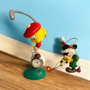 Vtg 1999 Looney Tunes Golfing Tweety Westclox Clock + Mickey Mouse Golf Ornament - Picture 1 of 8