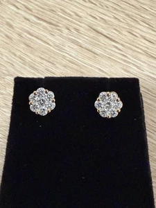 1.17ct 14K Gold Lab-Grown Diamond Cluster Stud Earrings - Picture 1 of 10
