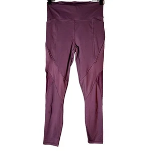 Fabletics Tights PureLuxe Womens Full Length Athletic Wine Burgundy Red Mesh XXS - Picture 1 of 8