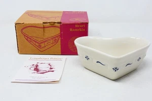 Longaberger Keramik Herz Auflaufförmchen 5" x 4" x 2" traditionell blau #37192 NEU - Bild 1 von 9