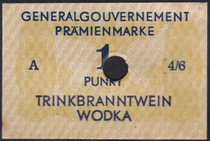 Stamp Germany Poland Revenue WW2 War Reich  Swasitka Vodka Tax 1PT Used - Picture 1 of 4