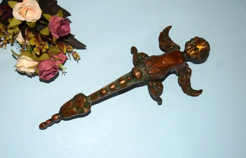 Brass Baby Angel Door Pull 12'' Inches Versatile Door Handle Church Entry EK848 Cover