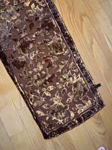 Bufanda Marrón Transparente y Terciopelo Flor, Elegante, 12 x 58 Nuevo - Imagen 1 de 8