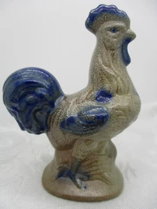 BBP BEAUMONT BROTHERS POTTERY SALT GLAZE CHICKEN ROOSTER FIGURINE BLUE/GRAY #2 - Picture 1 of 7