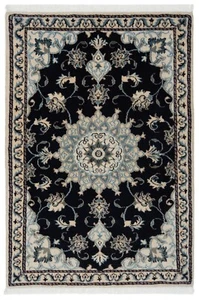 Naïn Tissés à la Main Tapis Persan 133x90 cm-Fine, Oriental, Bleu, Tapis, - Picture 1 of 7