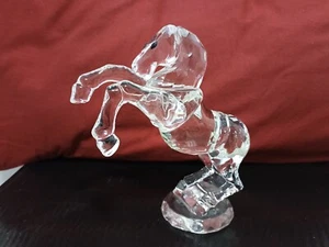 Rara statuina cavallo in vetro cristallo trasparente pesante vintage - Foto 1 di 14