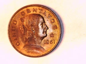 MEXICO 1961 5 Centavos Choice Uncirculated - Picture 1 of 2