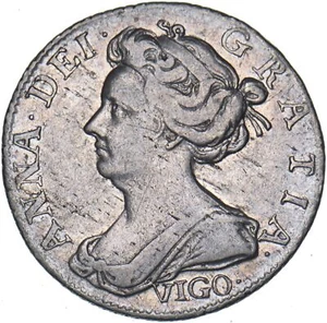 1703 VIGO Sixpence - Anne British Silver Coin - Nice - Picture 1 of 2