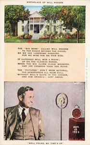 Postcard Birthplace of Will Rogers WB - Picture 1 of 2