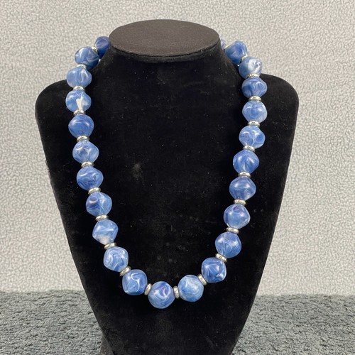 VETEMENTS Collana di Perline Girocollo Blu Dichiarazione Grossa 18 Pollici