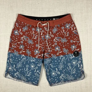 Vissla Board Shorts Mens 32 Swim Trunks Upcycle Coconut Stretch Floral Red/Blue - Picture 1 of 9