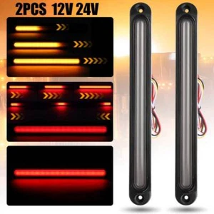 2PCS 10" Red/Amber Truck Trailer Light Bar 36 LED Stop Turn Tail Brake Lights - Picture 1 of 13